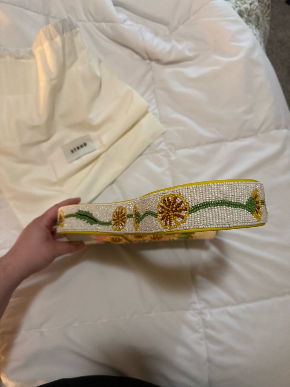 STAUD Yellow Floral Beaded Shoulder Bag - Picture 3 of 7